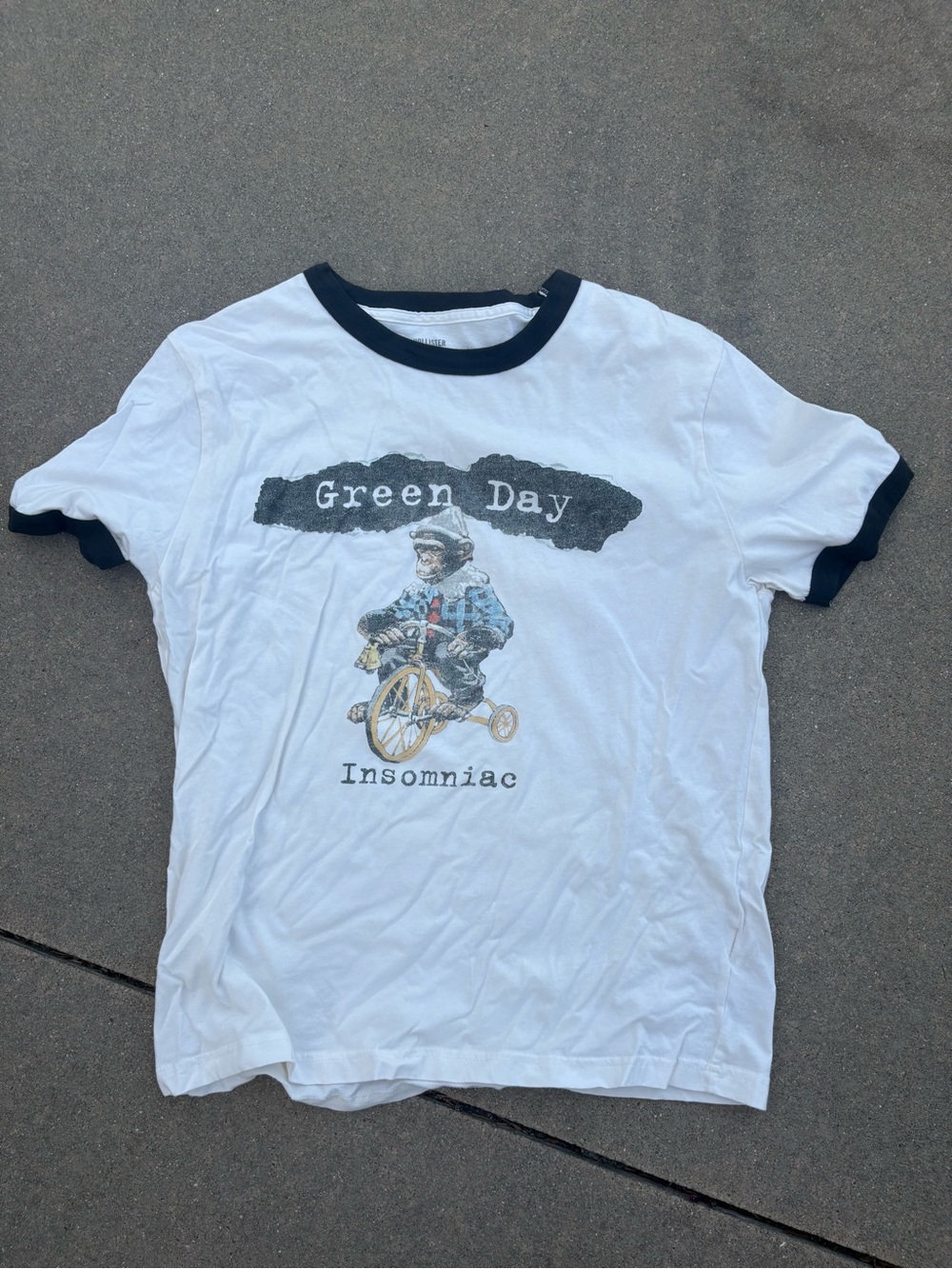 Hollister White Shrunken Tee with Black Trim
